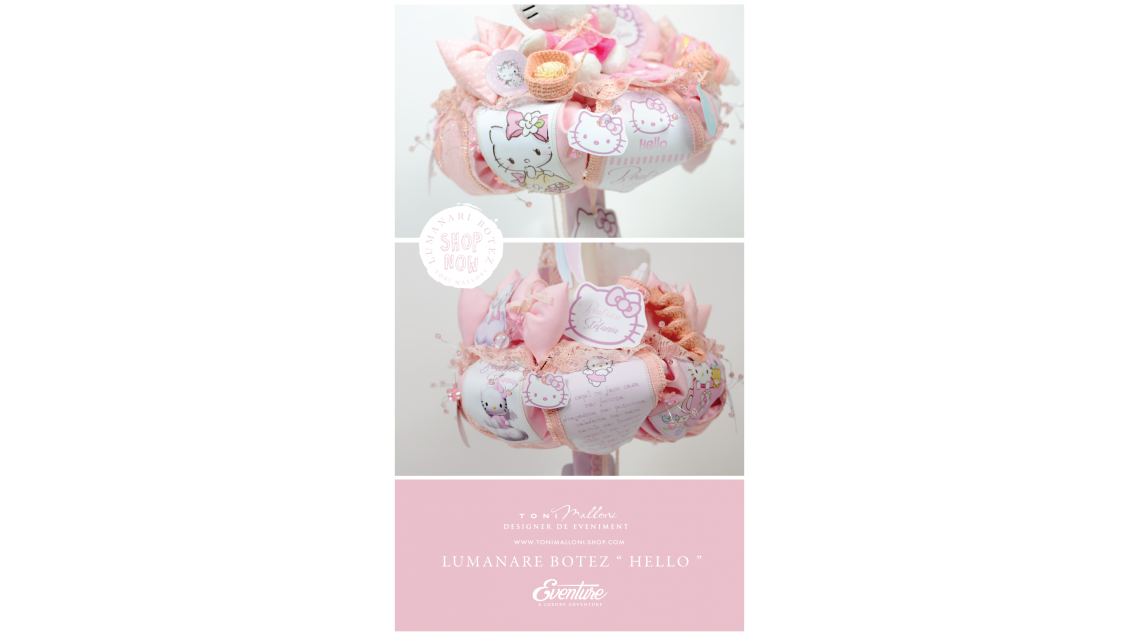 Lumanare de botez pentru fetite cu jucarie plus Hello Kitty, 65x4cm, Hello Baby 4